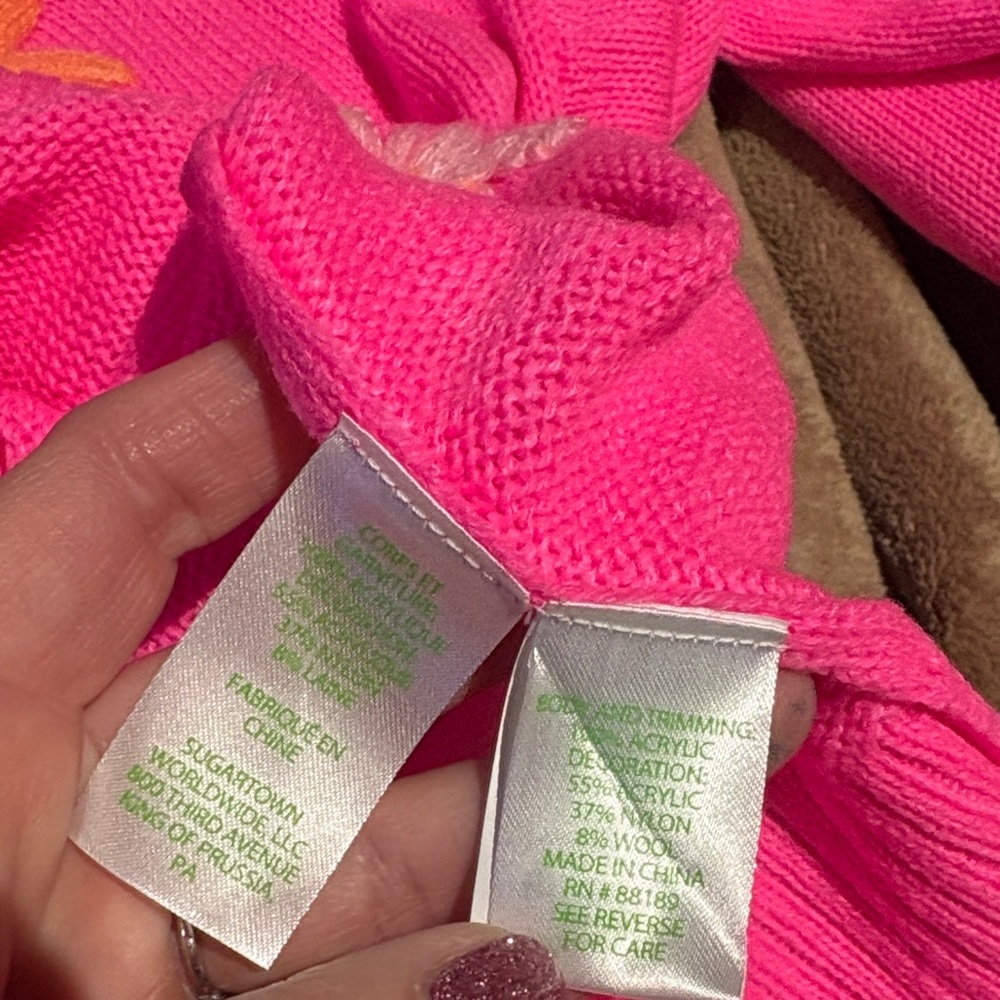 Lilly Pulitzer Pink and Orange Floral V-Neck Sweater - Picture 5 of 6